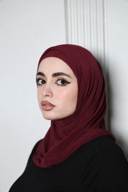 حجاب اميرة قطني بيرغندي "قطعتين"