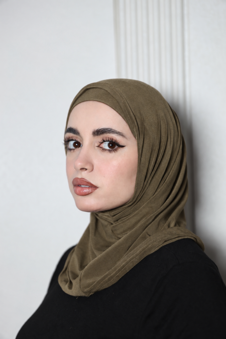 حجاب اميرة قطني اخضر "قطعتين"